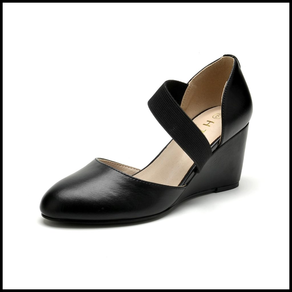 Wedge Heel Pumps Elegant Minimal Chic Closed Toe Fashion Water Resistant